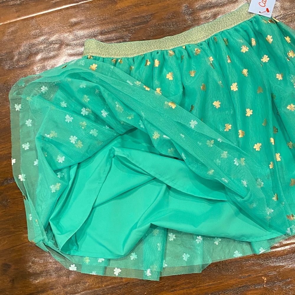 Cat & Jack Green Skirt with Gold Floral Design - Picture 5 of 6